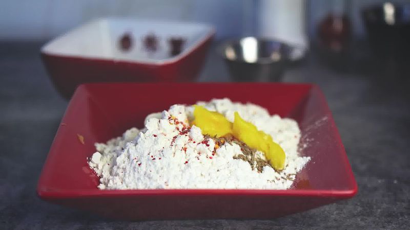 Image of the recipe cooking step-1-1 for Cheese Garlic Masala Mathri (Fried, Air Fryer, Baked Recipe)