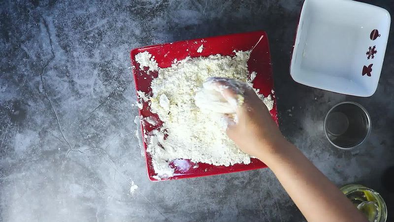 Image of the recipe cooking step-1-3 for Cheese Garlic Masala Mathri (Fried, Air Fryer, Baked Recipe)