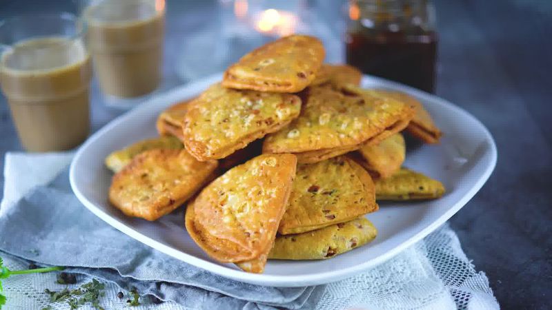 Image of the recipe cooking step-7-2 for Cheese Garlic Masala Mathri (Fried, Air Fryer, Baked Recipe)