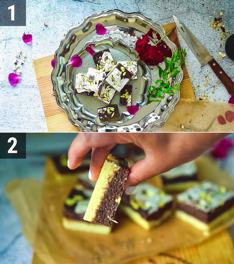 Image of the recipe cooking step-1-9 for Chocolate Burfi