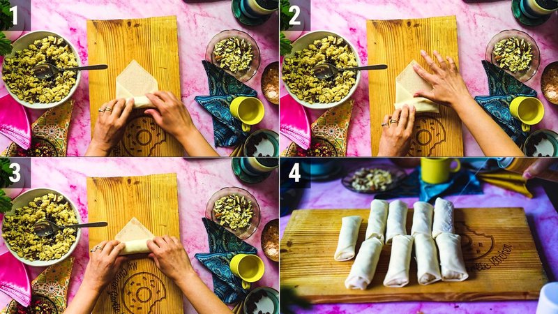 Image of the recipe cooking step-3-2 for Gujiya Spring Rolls