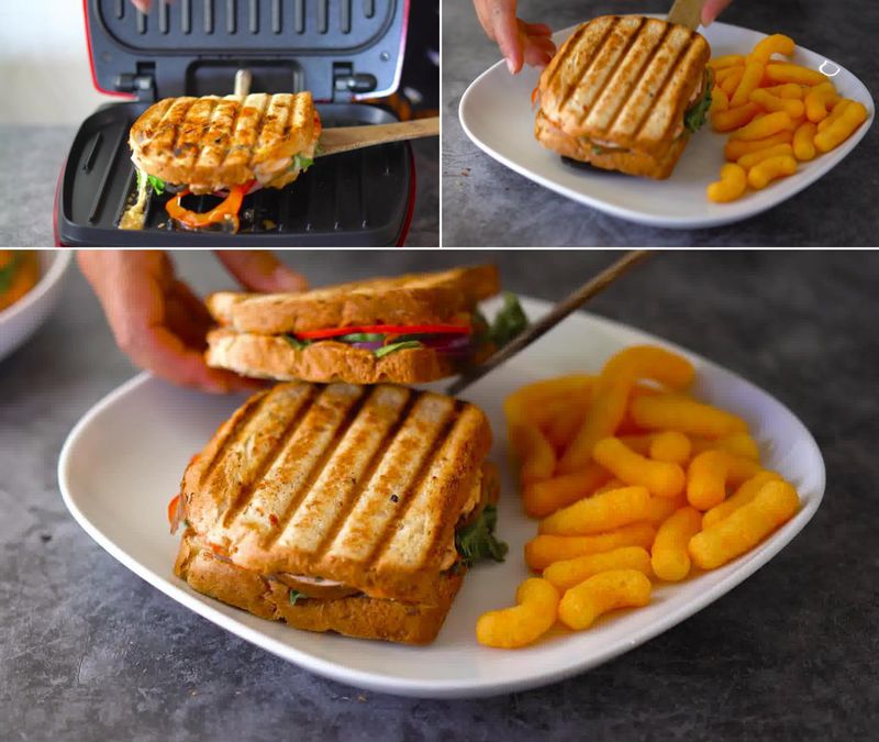 Image of the recipe cooking step-1-9 for Peanut Butter & Veggie Grilled Cheese Sandwich