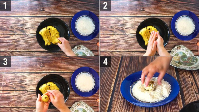 Image of the recipe cooking step-1-7 for Pineapple Ladoo