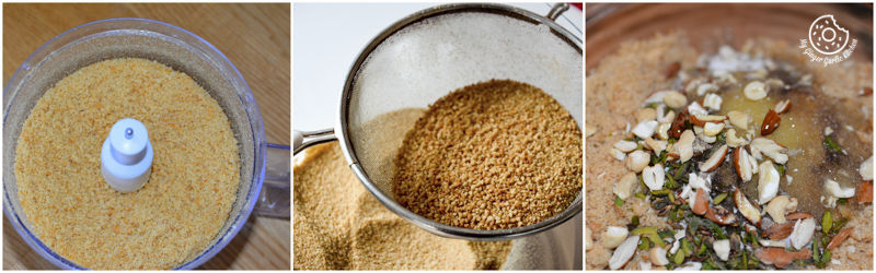 a close up of a food processor with a mixture of churma in it