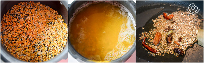 dal is being cooked in a pan