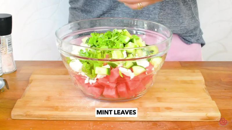 Image of the recipe cooking step-2-3 for Watermelon Cucumber Feta Salad