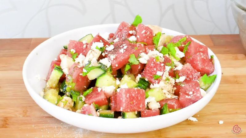Image of the recipe cooking step-2-6 for Watermelon Cucumber Feta Salad